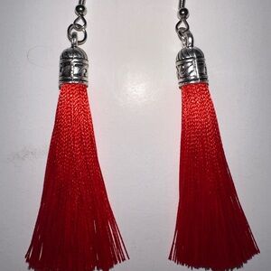 Red tassel earrings
